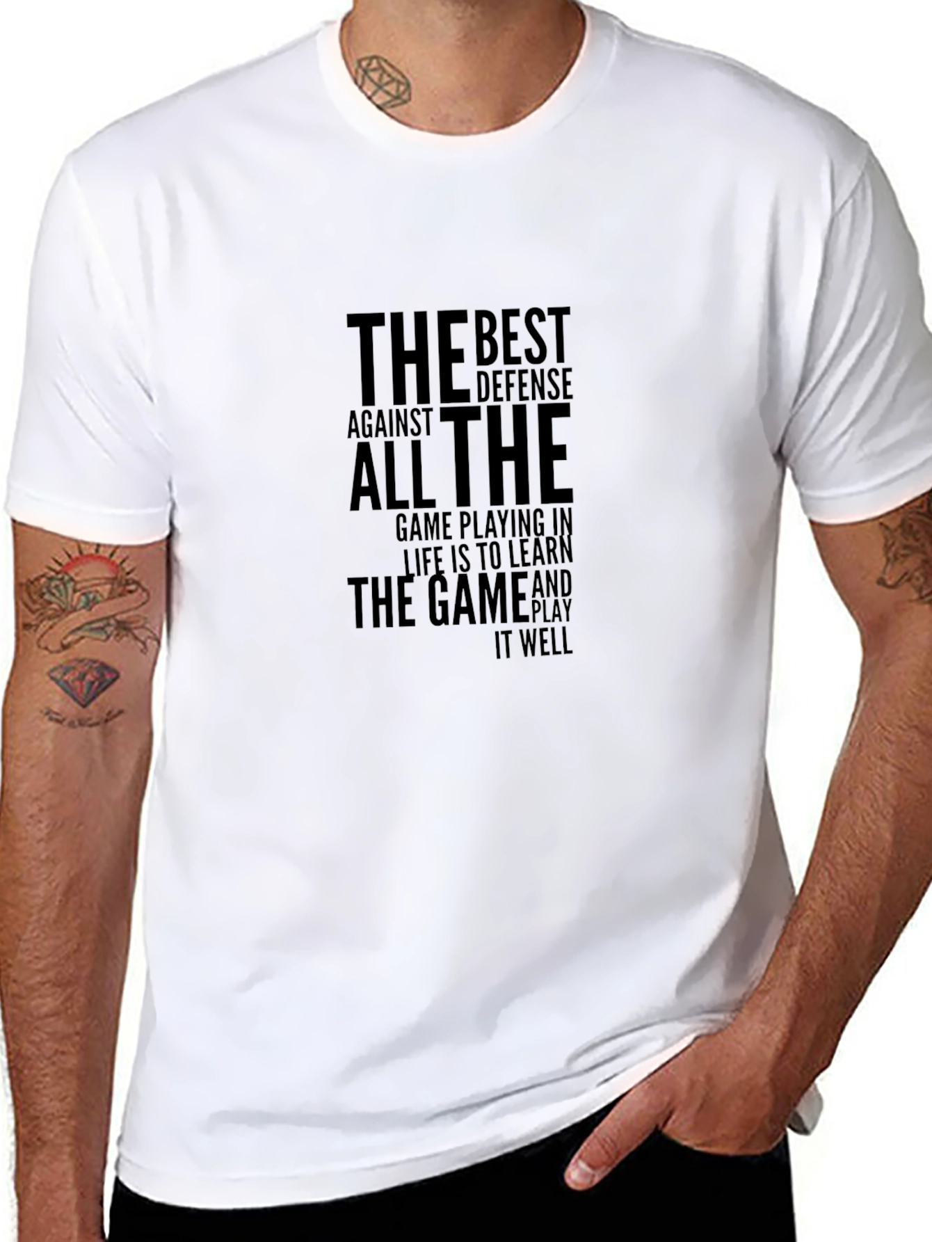 Motivational Best Defense Graphic Tee - Black