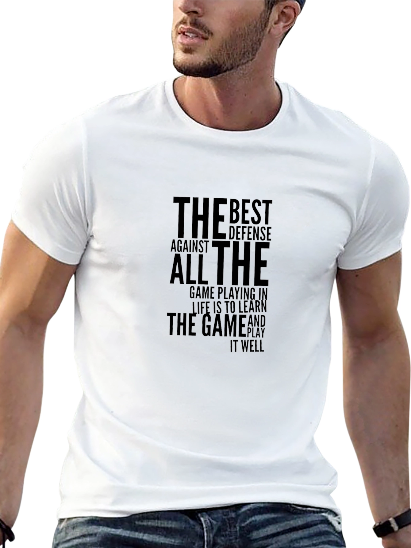 Motivational Best Defense Graphic Tee - Black