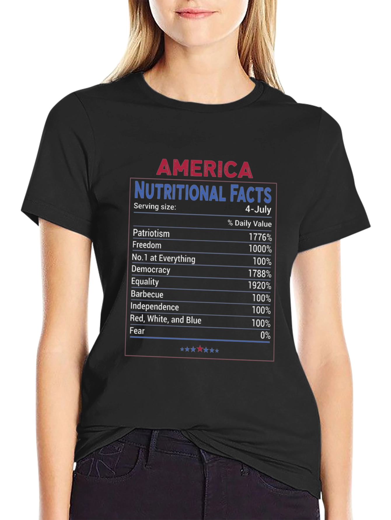 America Nutritional Facts 4th of July Patriotic T-Shirt