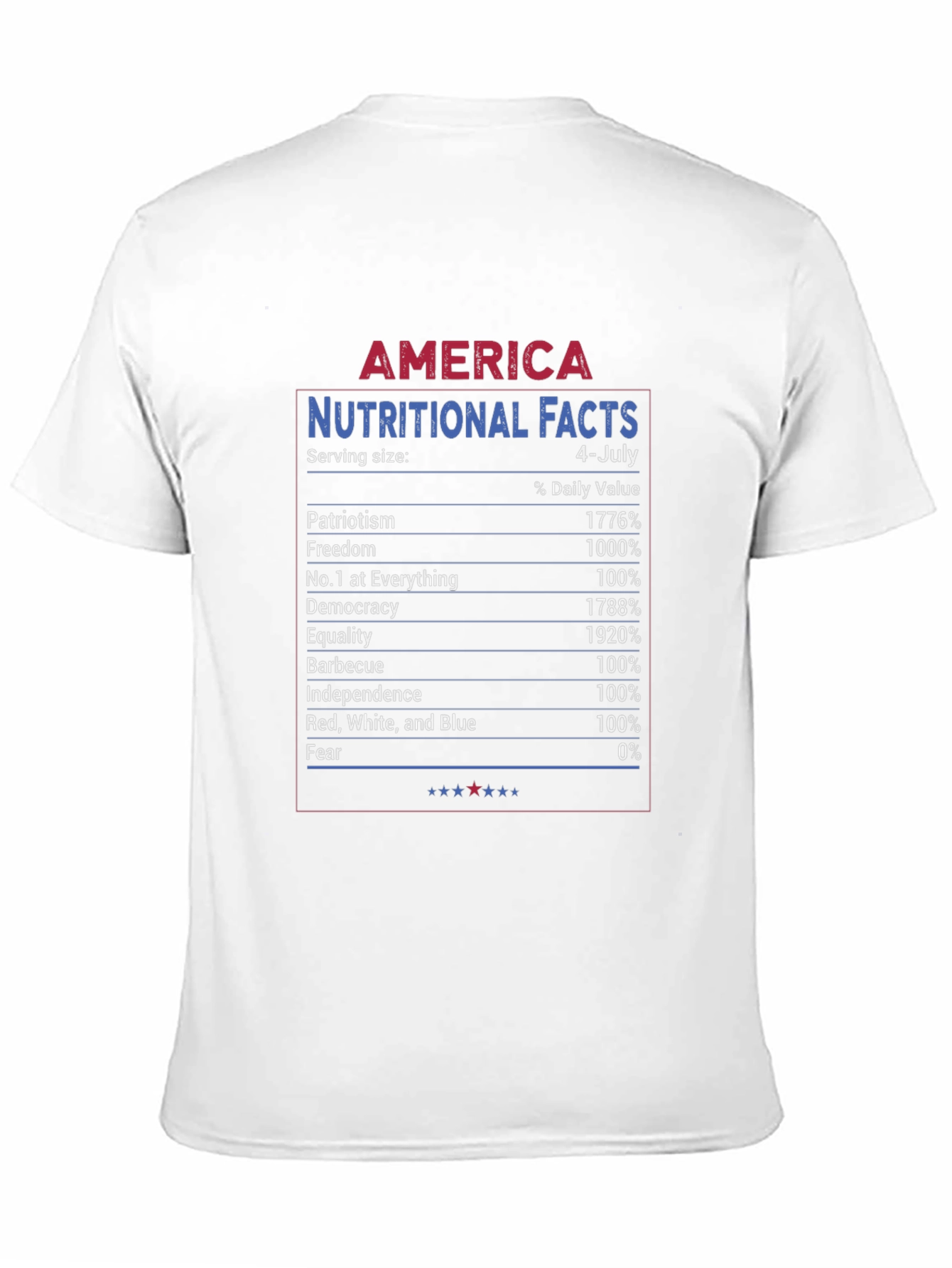 America Nutritional Facts 4th of July Patriotic T-Shirt