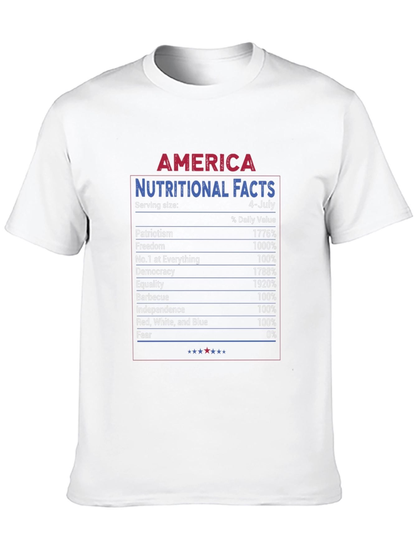 America Nutritional Facts 4th of July Patriotic T-Shirt