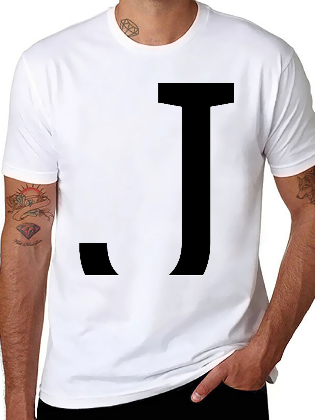 Black T-Shirt with Bold Letter J Design