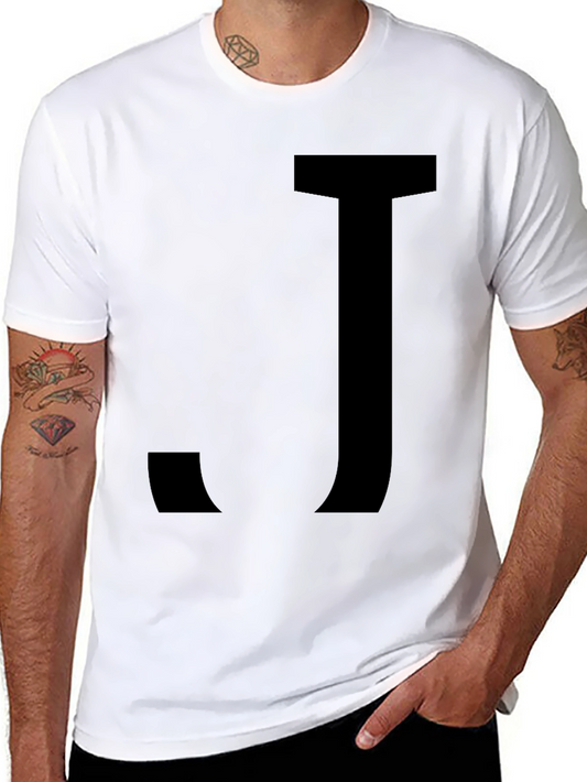 Black T-Shirt with Bold Letter J Design