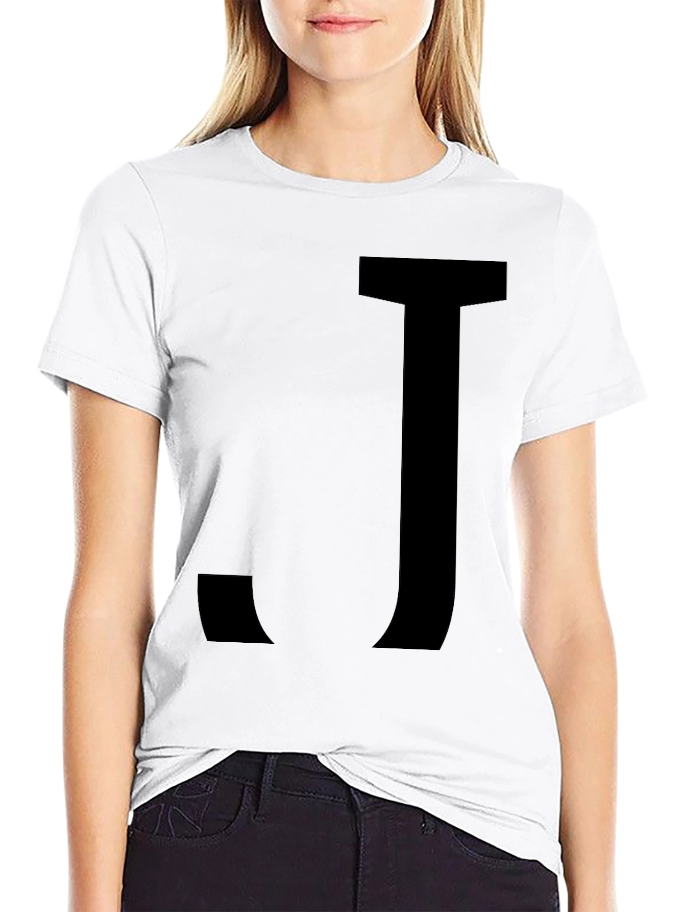 Black T-Shirt with Bold Letter J Design