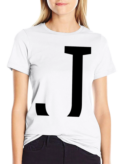 Black T-Shirt with Bold Letter J Design