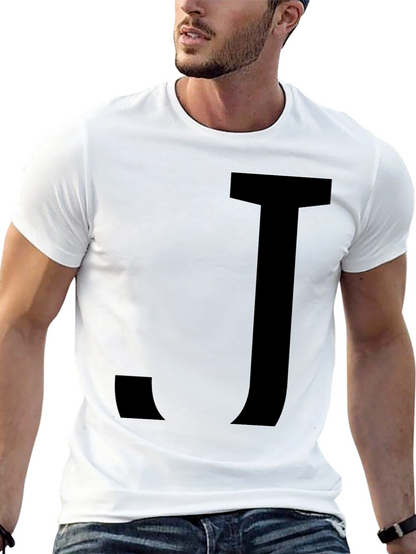 Black T-Shirt with Bold Letter J Design