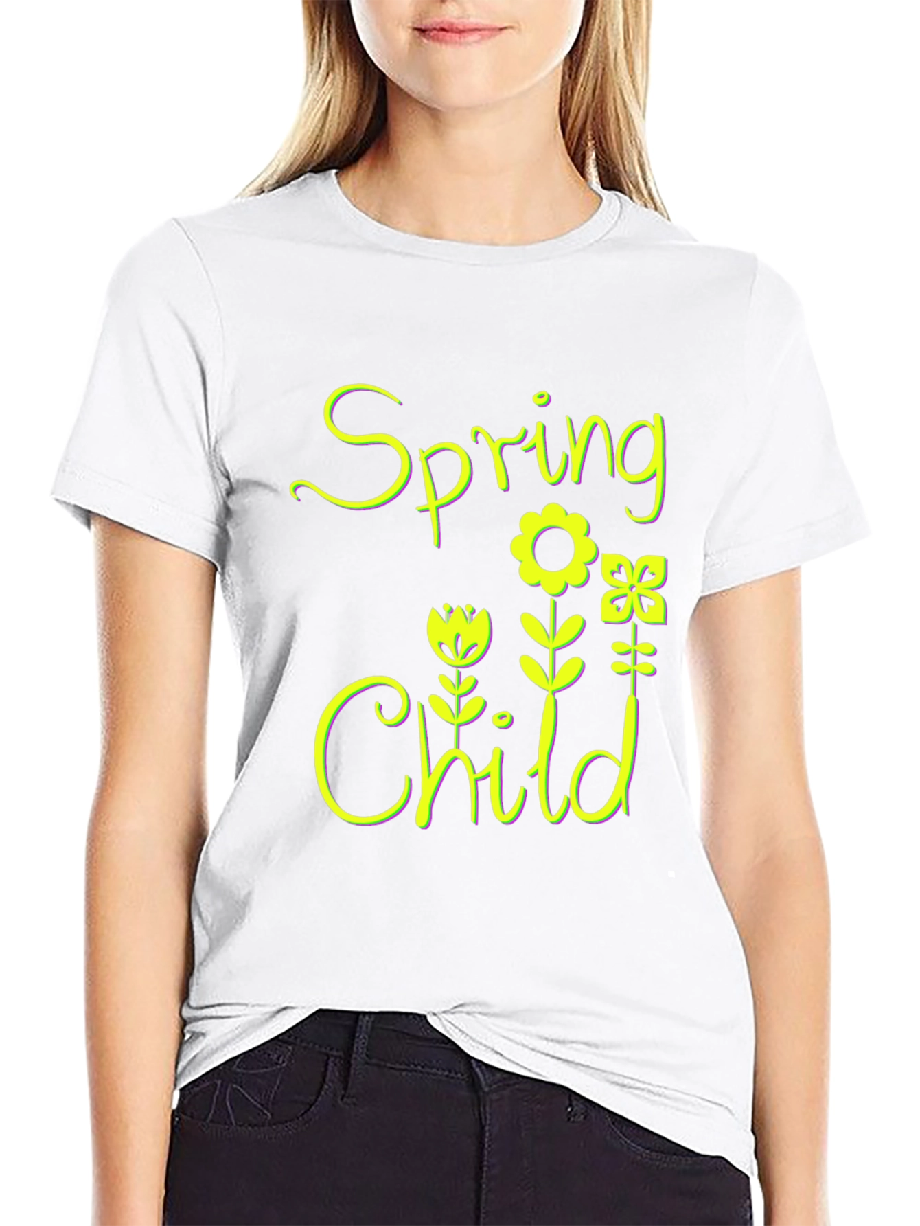 Spring Child Floral Black T-Shirt