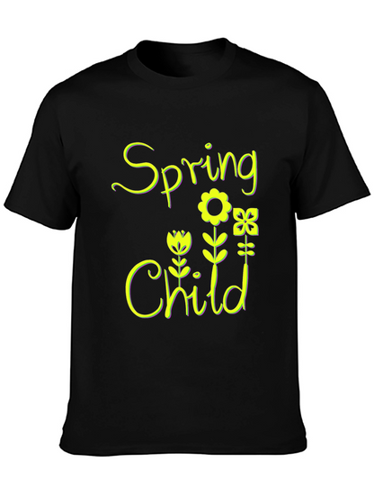 Spring Child Floral Black T-Shirt