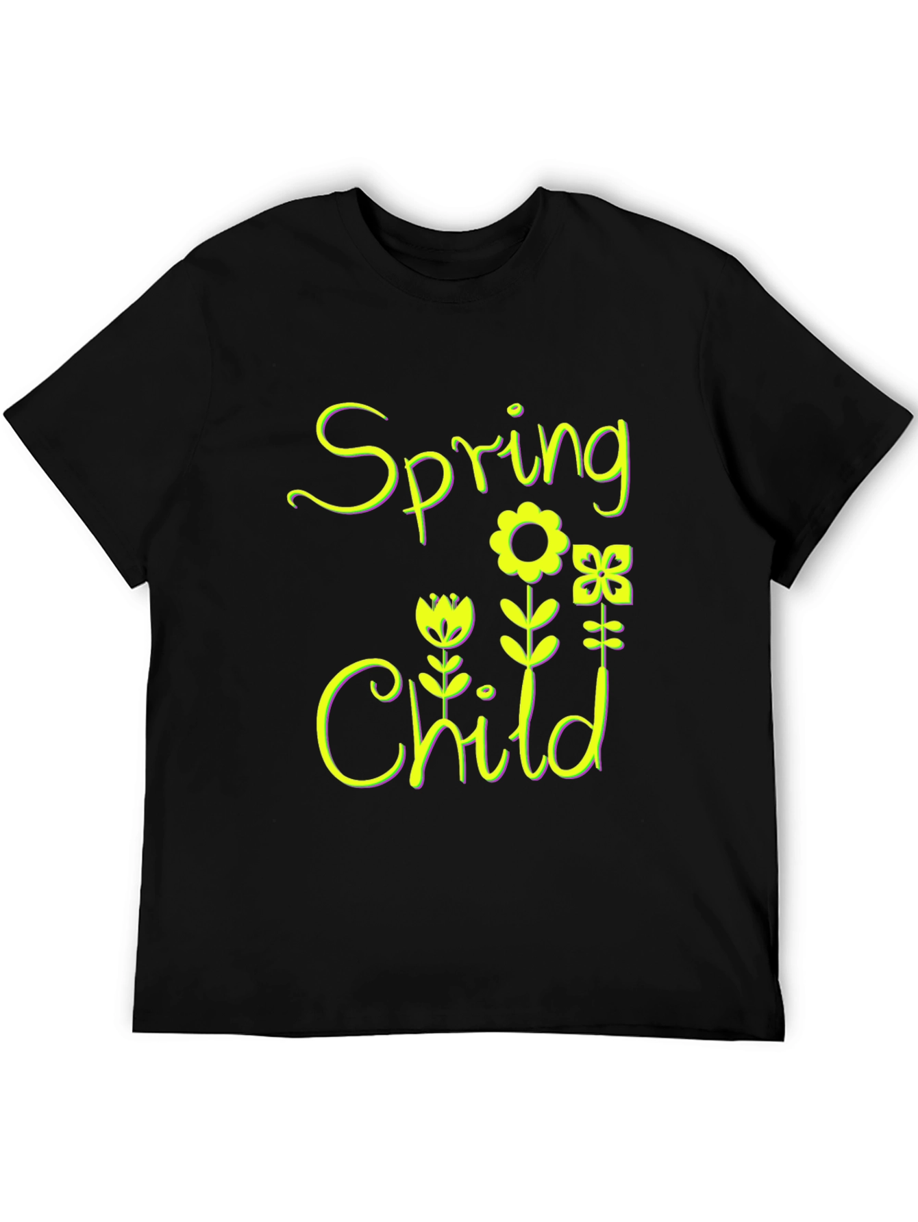 Spring Child Floral Black T-Shirt