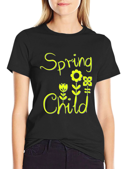 Spring Child Floral Black T-Shirt