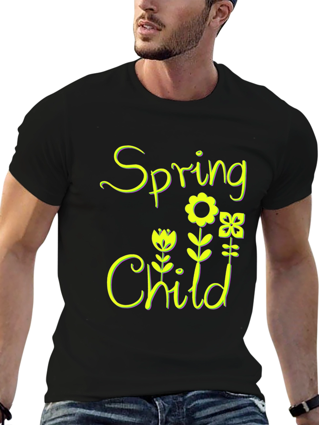Spring Child Floral Black T-Shirt