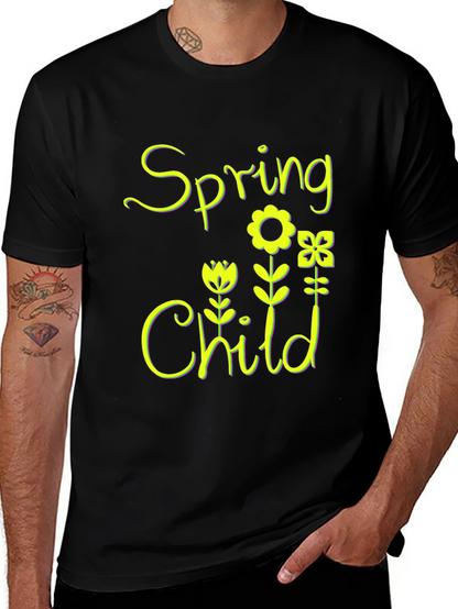 Spring Child Floral Black T-Shirt