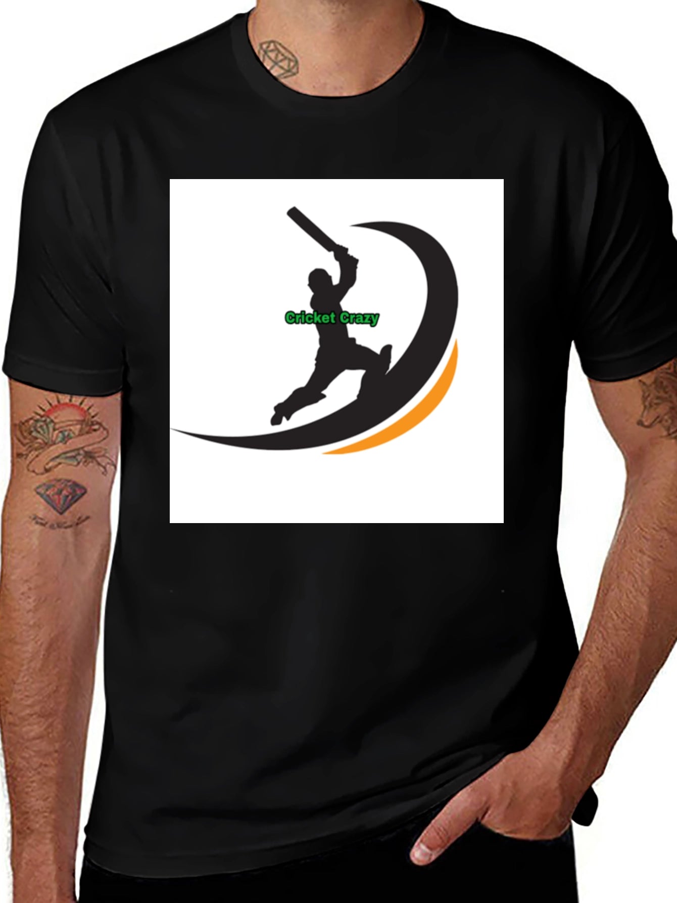 Cricket Crazy Graphic Black T-Shirt