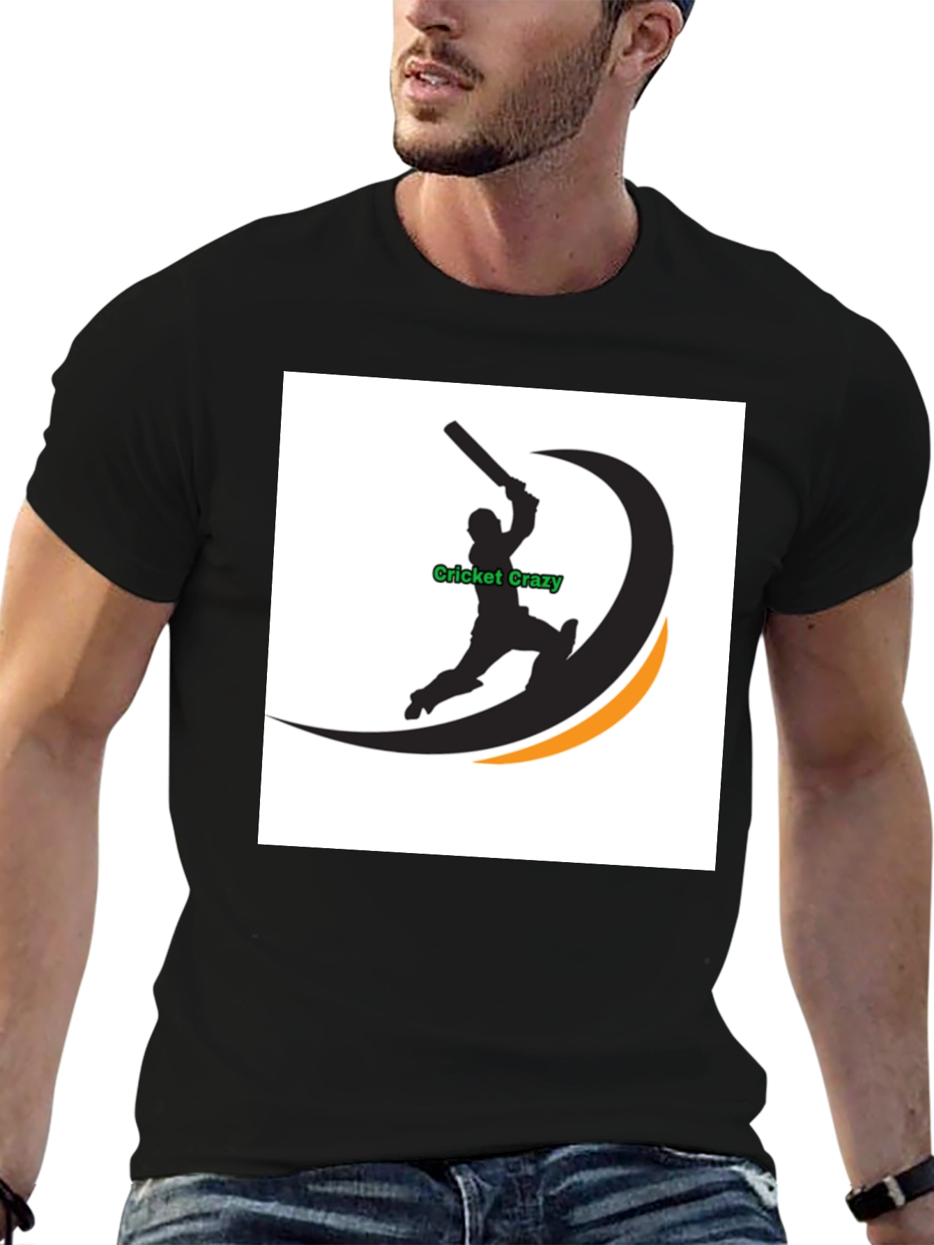 Cricket Crazy Graphic Black T-Shirt