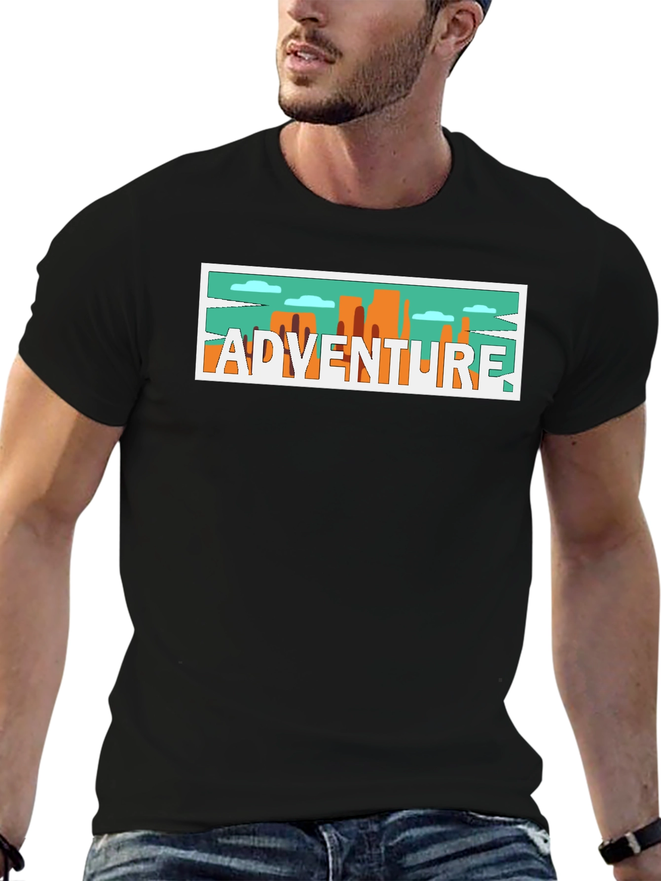 Adventure Graphic Print Black T-Shirt
