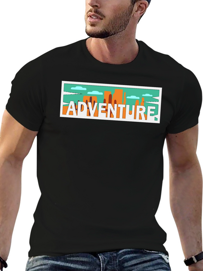 Adventure Graphic Print Black T-Shirt