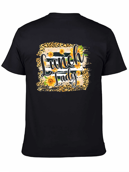 Lunch Lady Sunflower Leopard Print T-Shirt