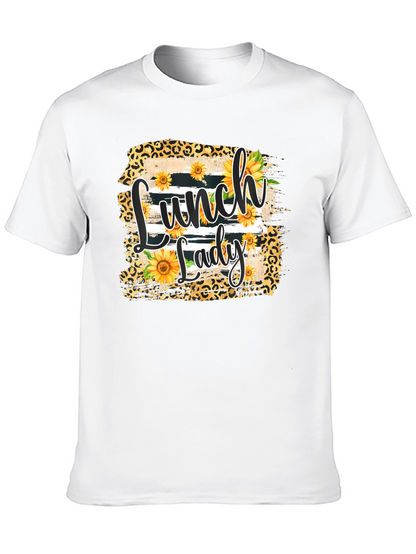 Lunch Lady Sunflower Leopard Print T-Shirt