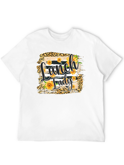 Lunch Lady Sunflower Leopard Print T-Shirt