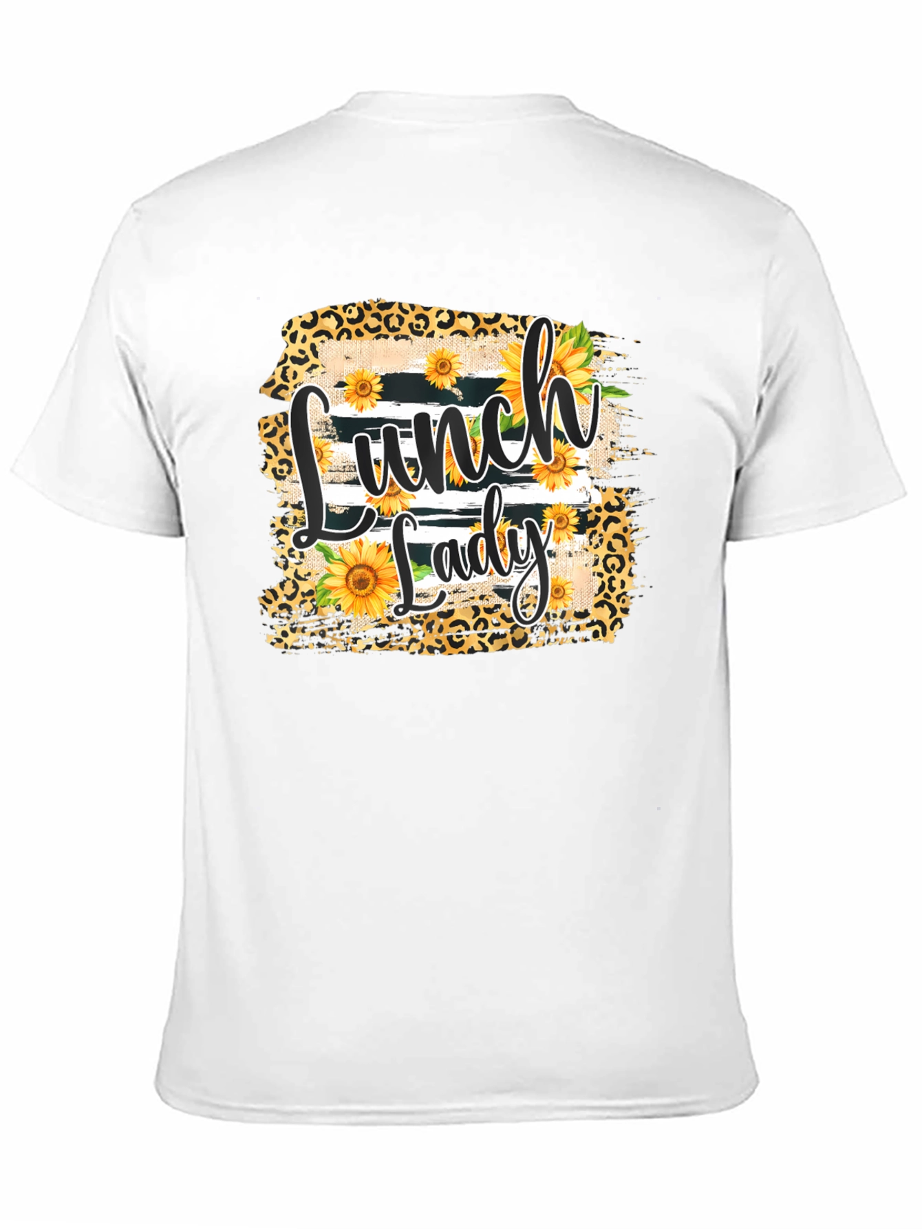 Lunch Lady Sunflower Leopard Print T-Shirt
