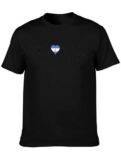 Love Nicaragua Heartbeat Black T-Shirt