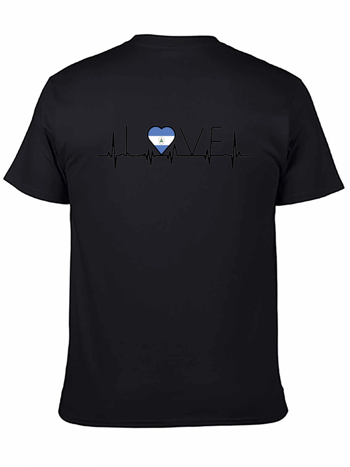 Love Nicaragua Heartbeat Black T-Shirt