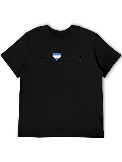 Love Nicaragua Heartbeat Black T-Shirt