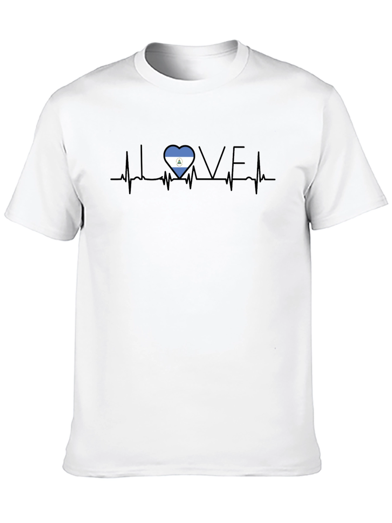 Love Nicaragua Heartbeat Black T-Shirt