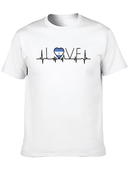 Love Nicaragua Heartbeat Black T-Shirt