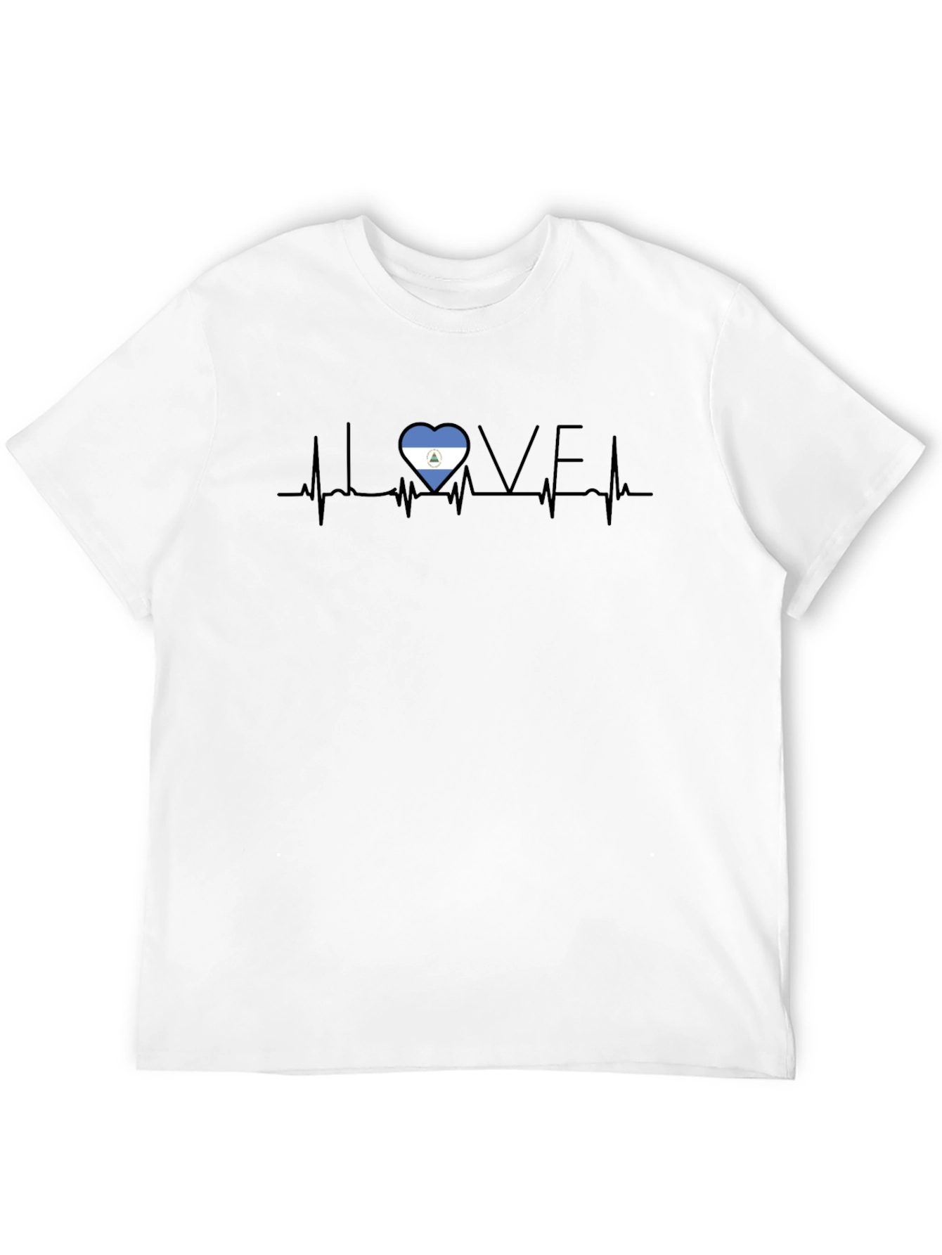 Love Nicaragua Heartbeat Black T-Shirt