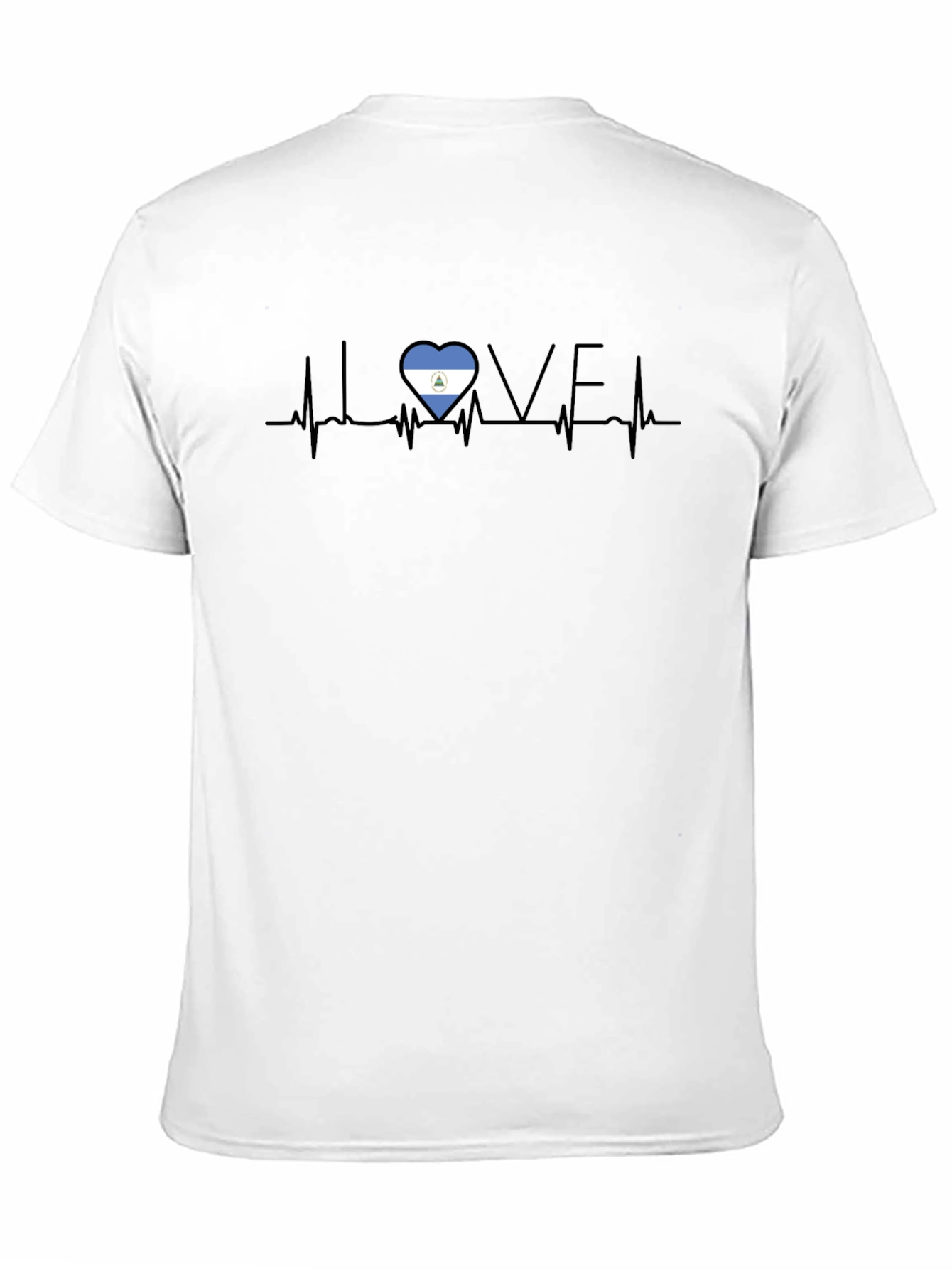 Love Nicaragua Heartbeat Black T-Shirt