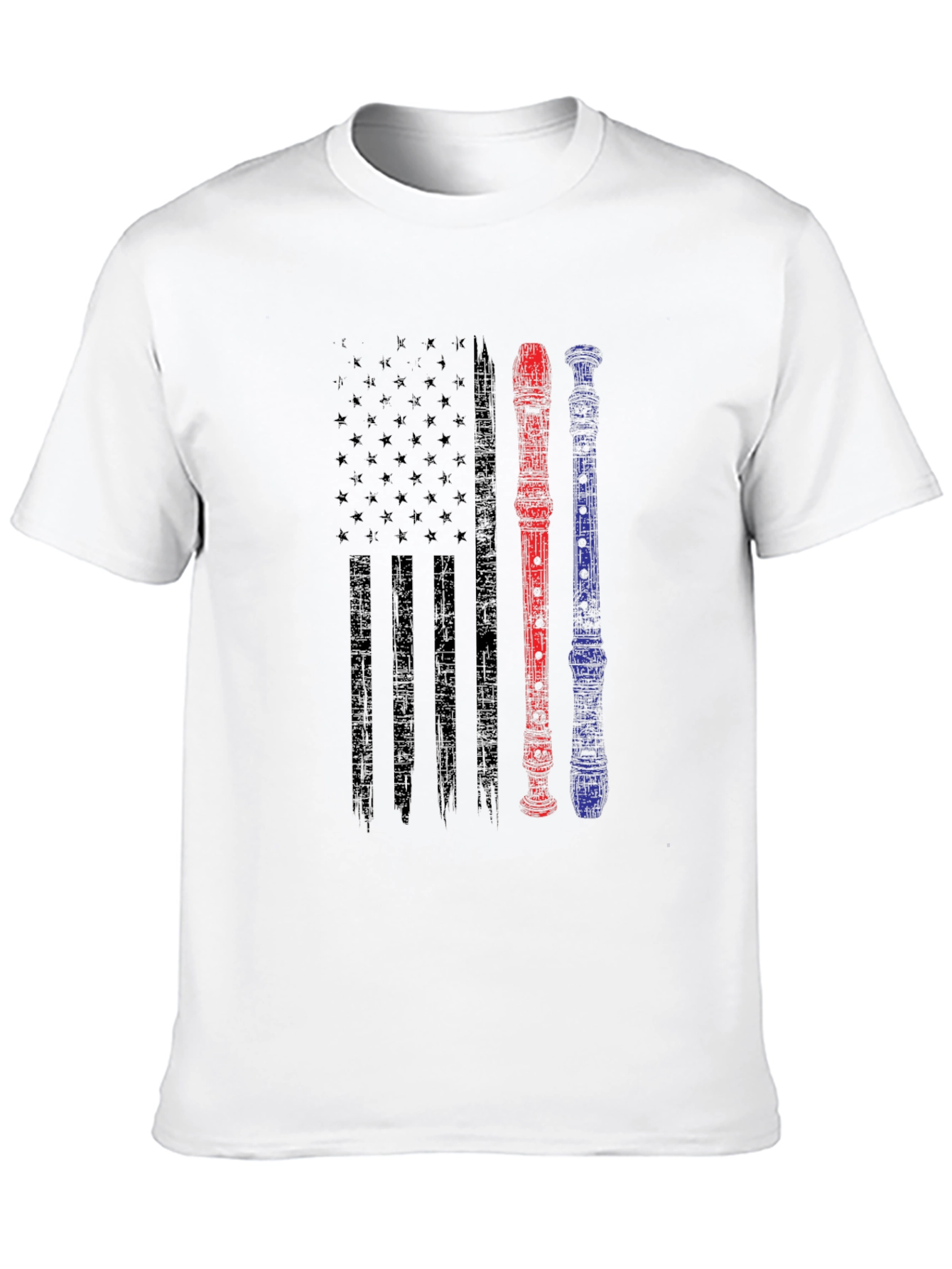 American Flag Recorder Music T-Shirt