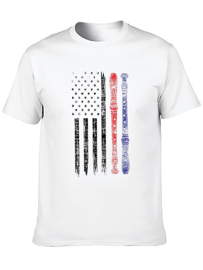 American Flag Recorder Music T-Shirt