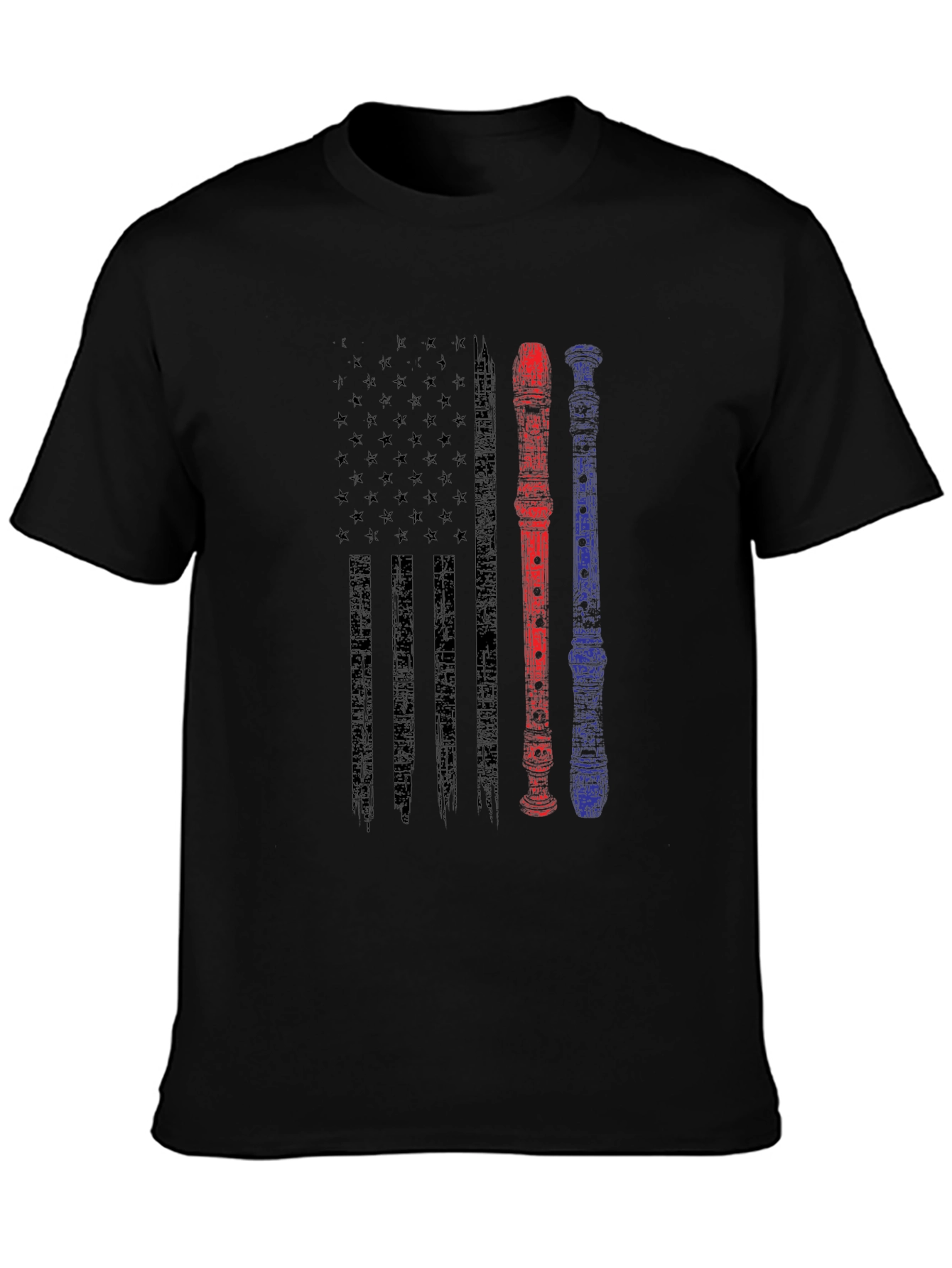 American Flag Recorder Music T-Shirt