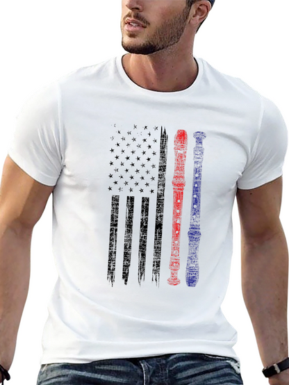 American Flag Recorder Music T-Shirt
