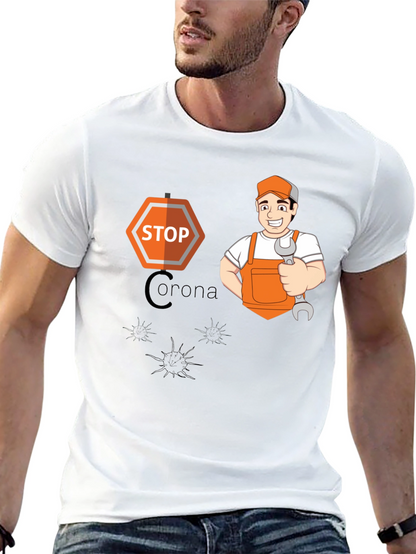 Stop Corona Mechanic T-Shirt - Black