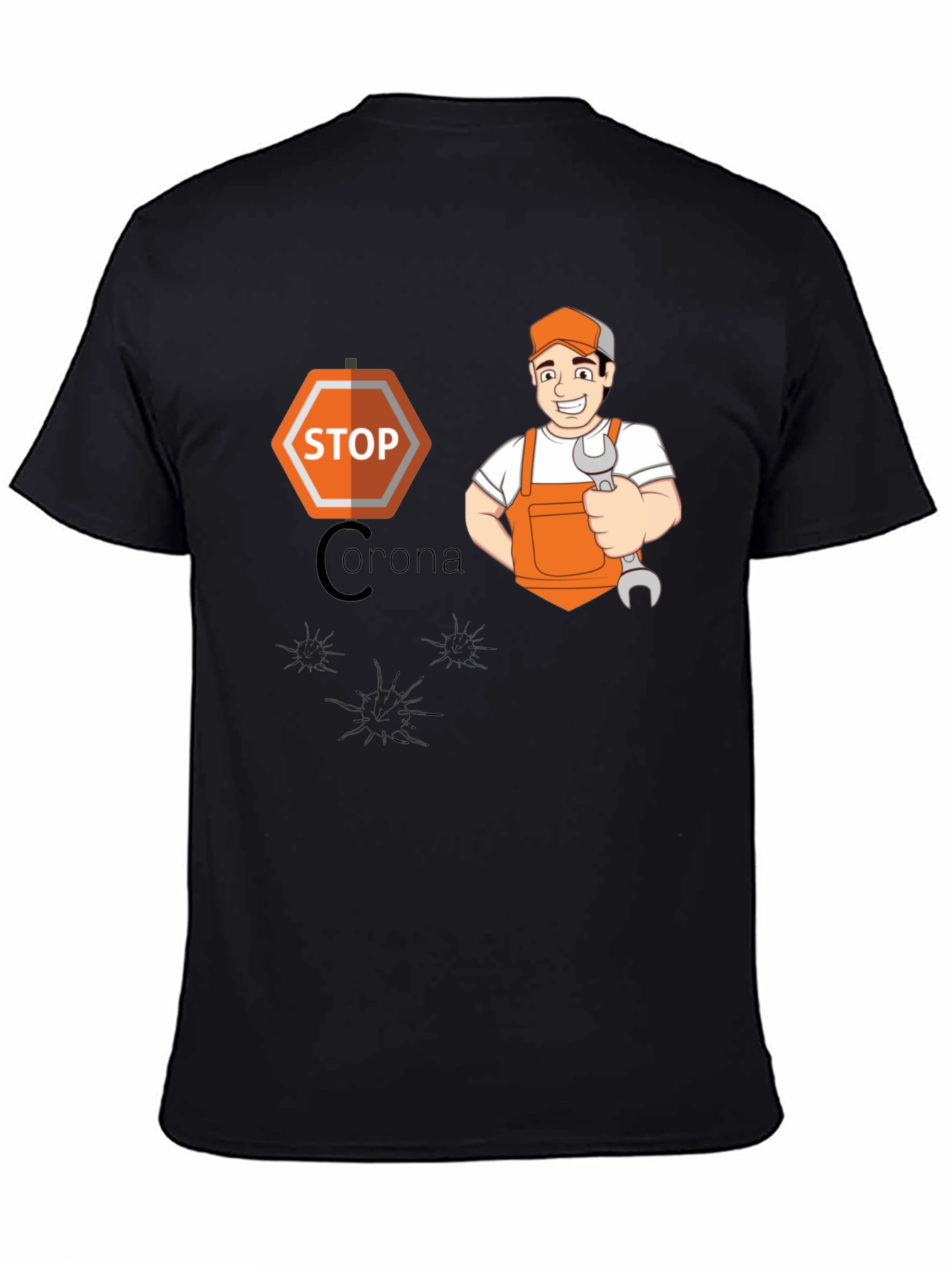 Stop Corona Mechanic T-Shirt - Black