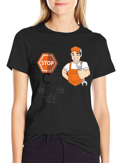 Stop Corona Mechanic T-Shirt - Black