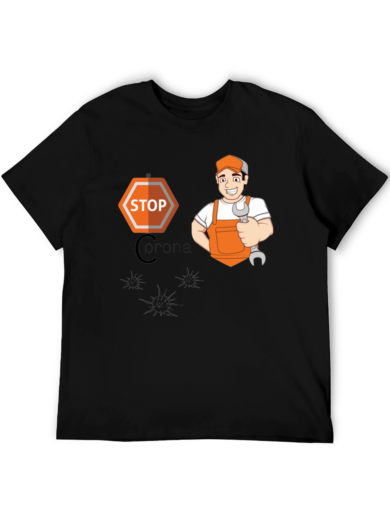 Stop Corona Mechanic T-Shirt - Black