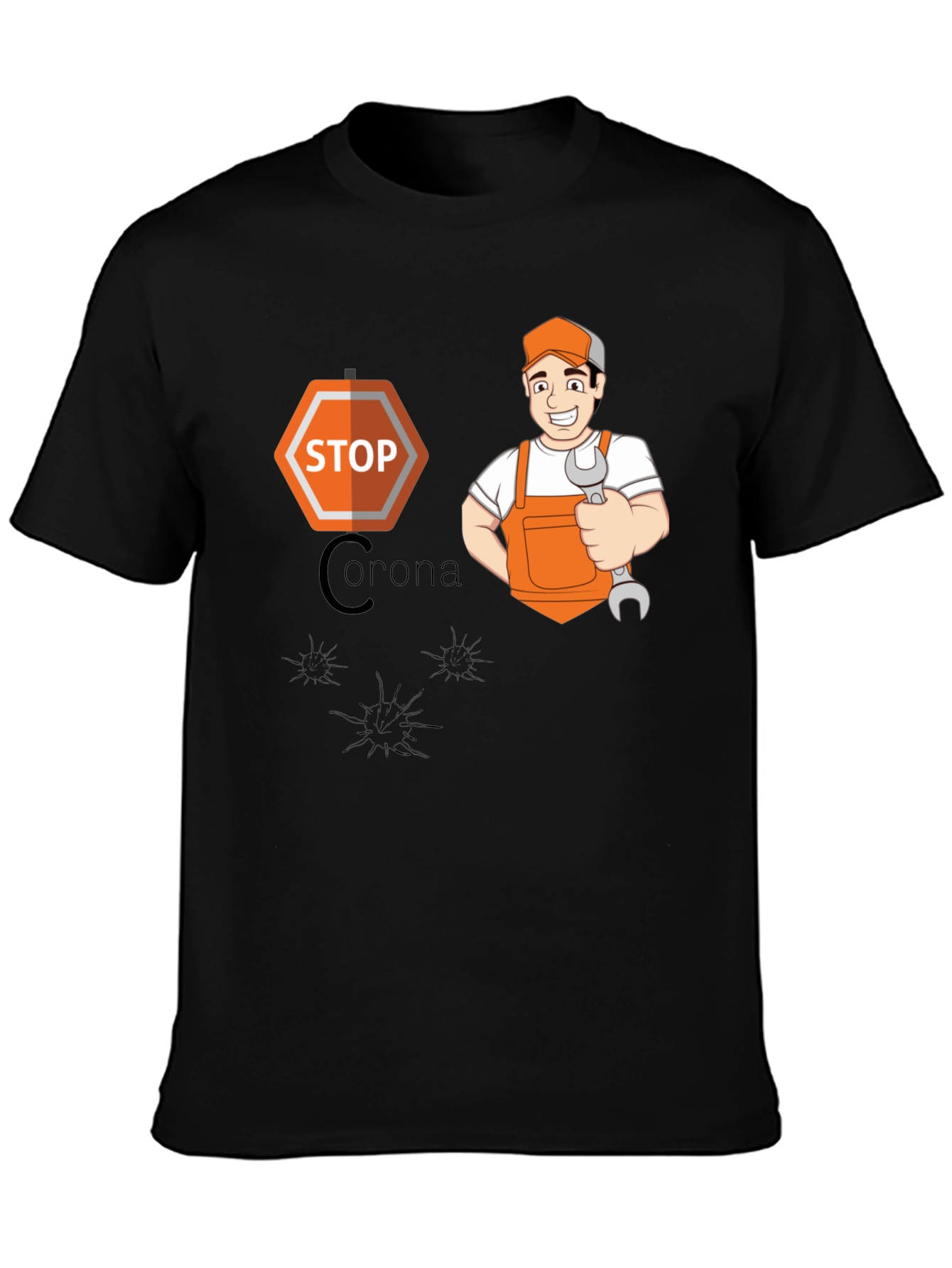 Stop Corona Mechanic T-Shirt - Black