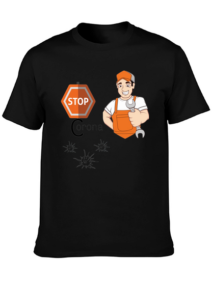 Stop Corona Mechanic T-Shirt - Black