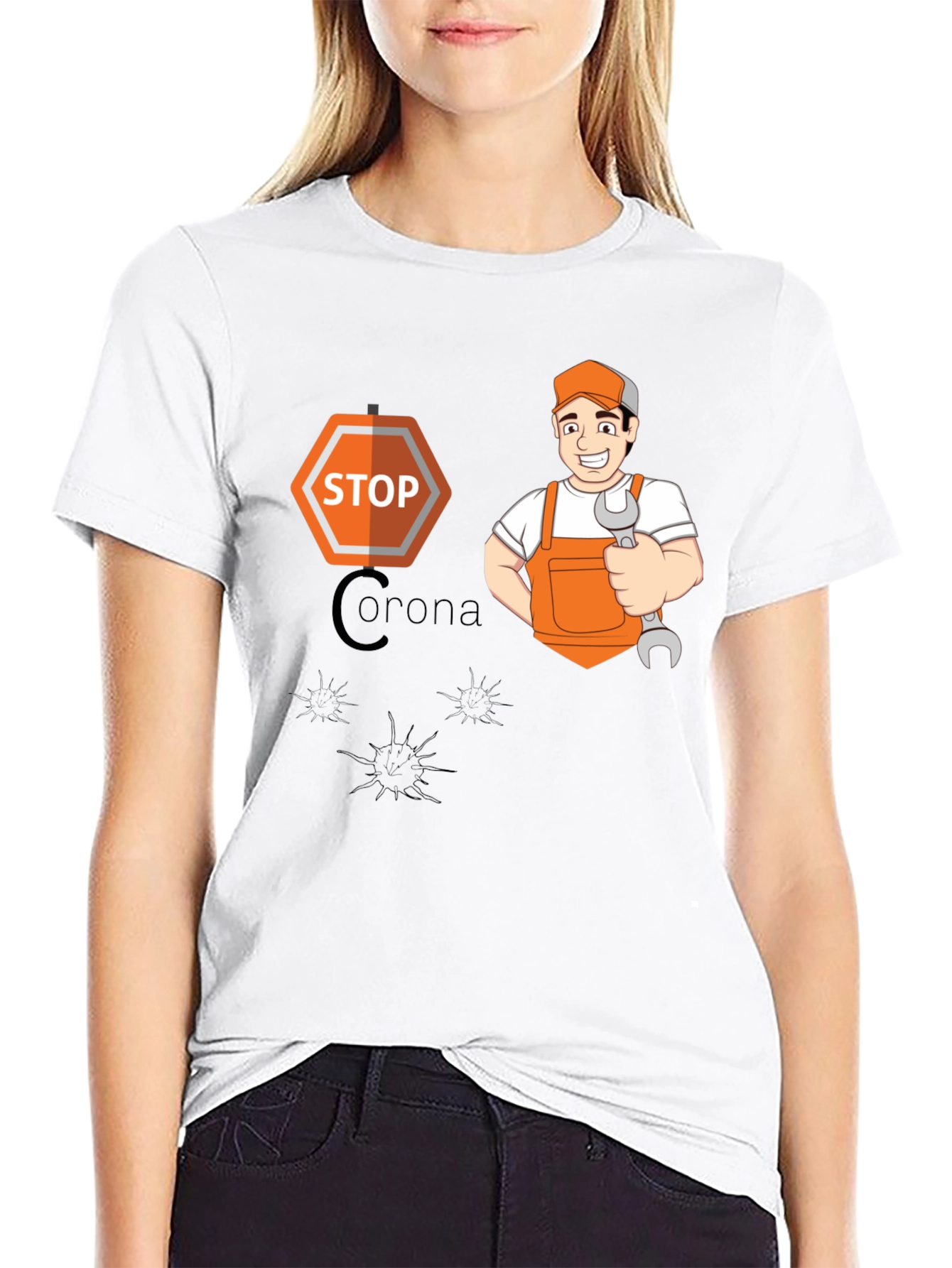 Stop Corona Mechanic T-Shirt - Black