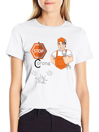 Stop Corona Mechanic T-Shirt - Black
