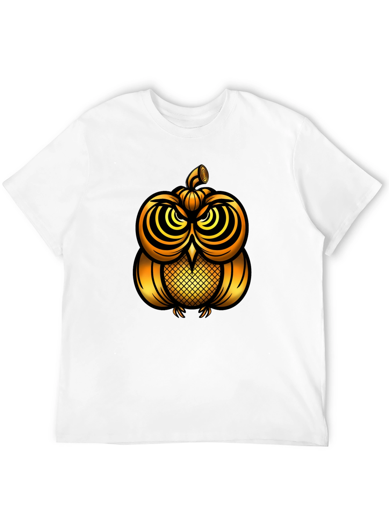 Golden Pumpkin Owl Graphic Tee - Unique Halloween Style