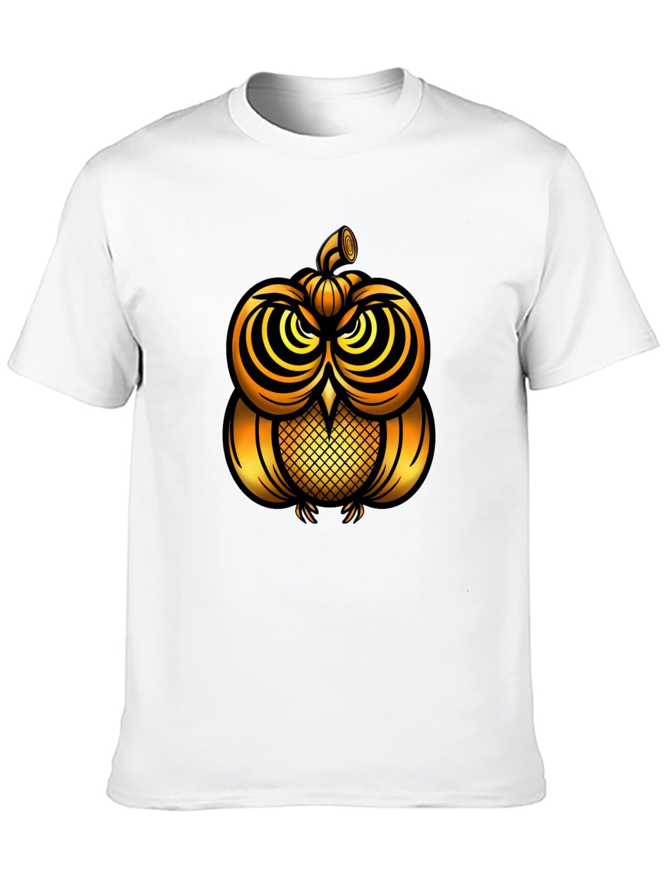 Golden Pumpkin Owl Graphic Tee - Unique Halloween Style