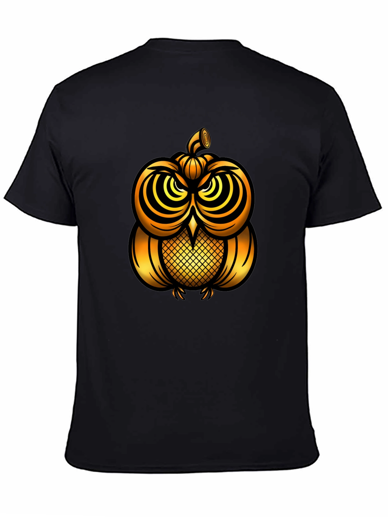 Golden Pumpkin Owl Graphic Tee - Unique Halloween Style