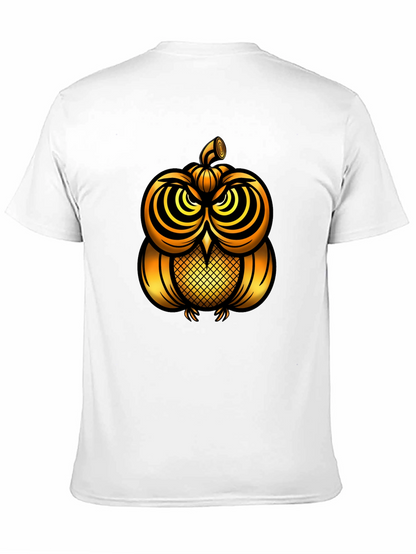 Golden Pumpkin Owl Graphic Tee - Unique Halloween Style