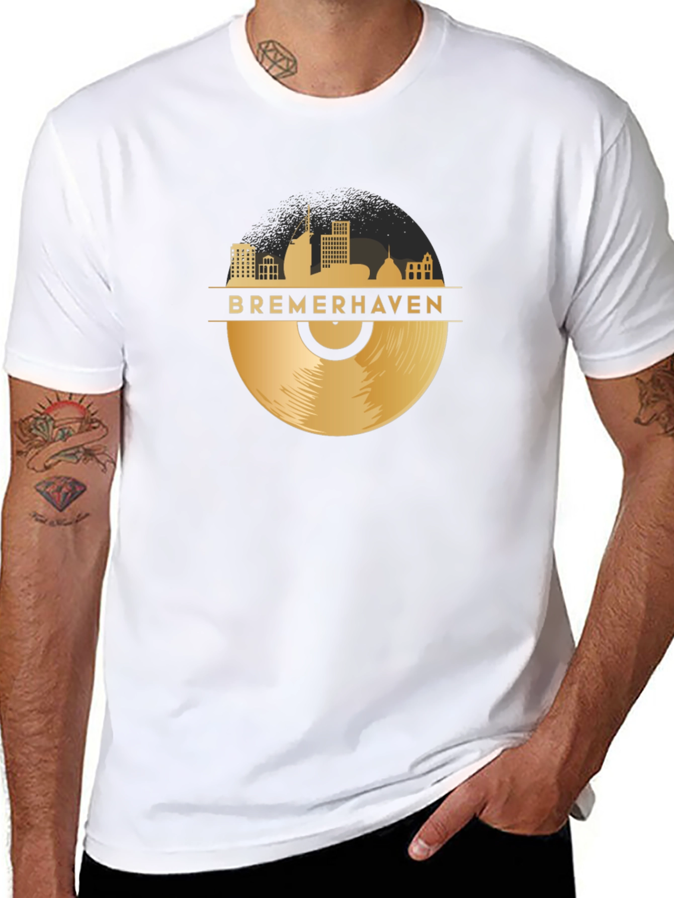 Bremerhaven Skyline Vinyl Record Graphic Tee
