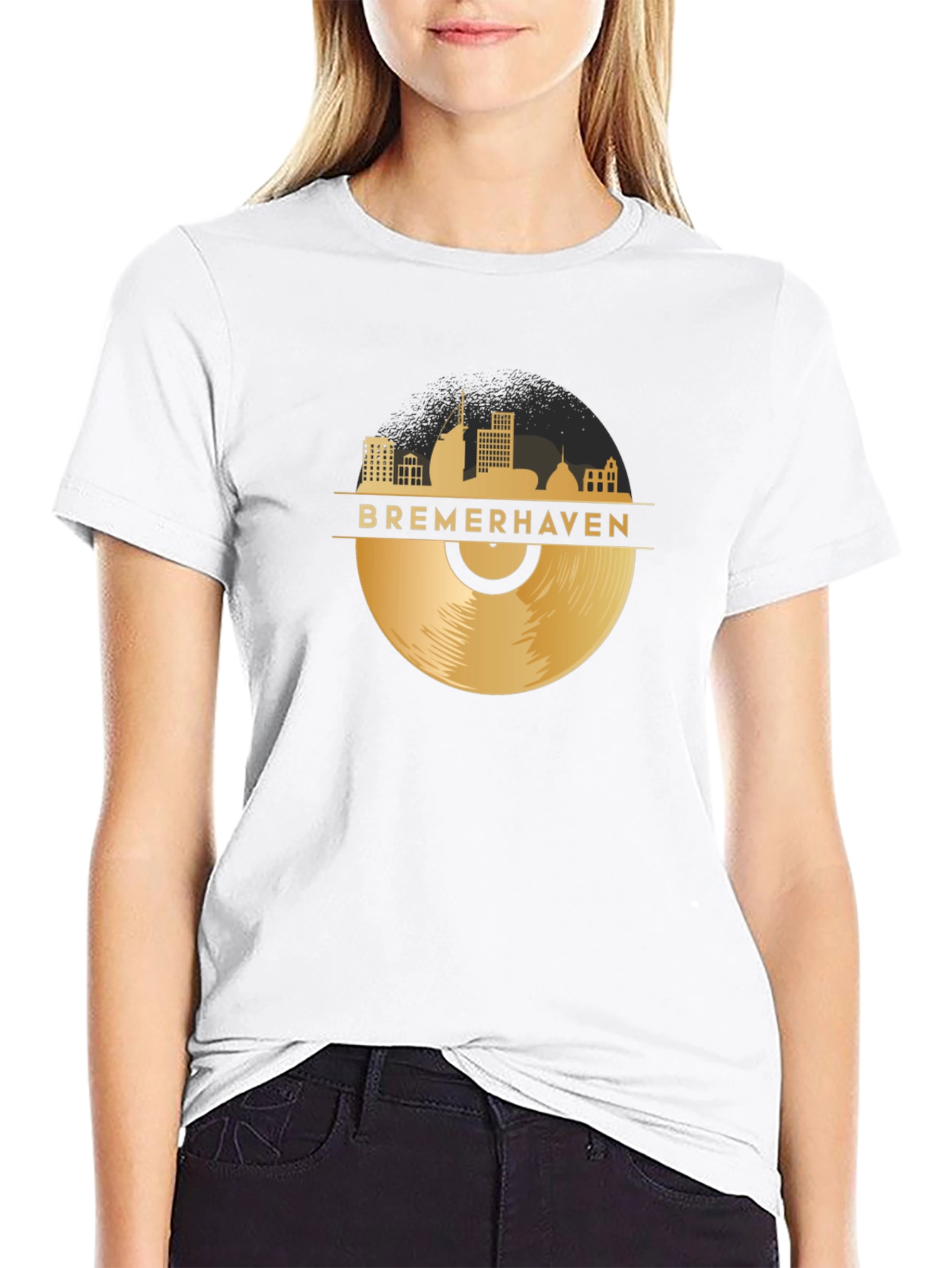 Bremerhaven Skyline Vinyl Record Graphic Tee