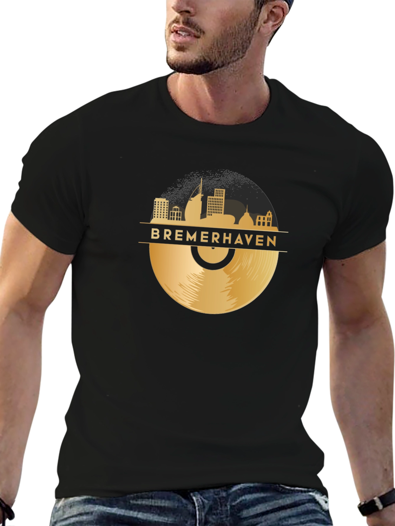 Bremerhaven Skyline Vinyl Record Graphic Tee